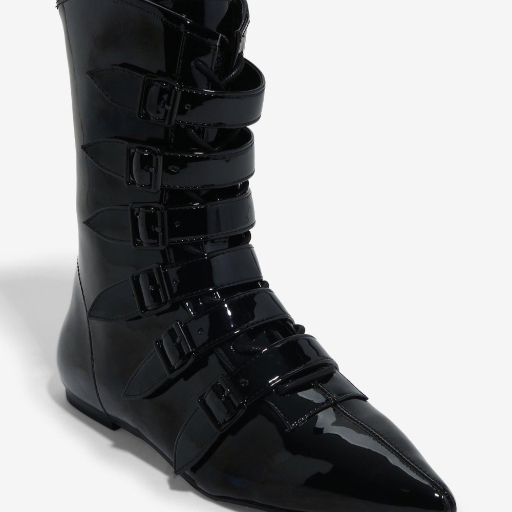 Sleek Black Strappy Ankle Boots